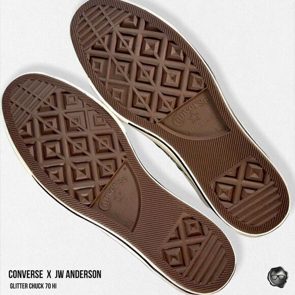 NEW CONVERSE x JW ANDERSON GLITTER CHUCK 70 HIGH SNEAKER IN GOLD / SILVER - Picture 11 of 15